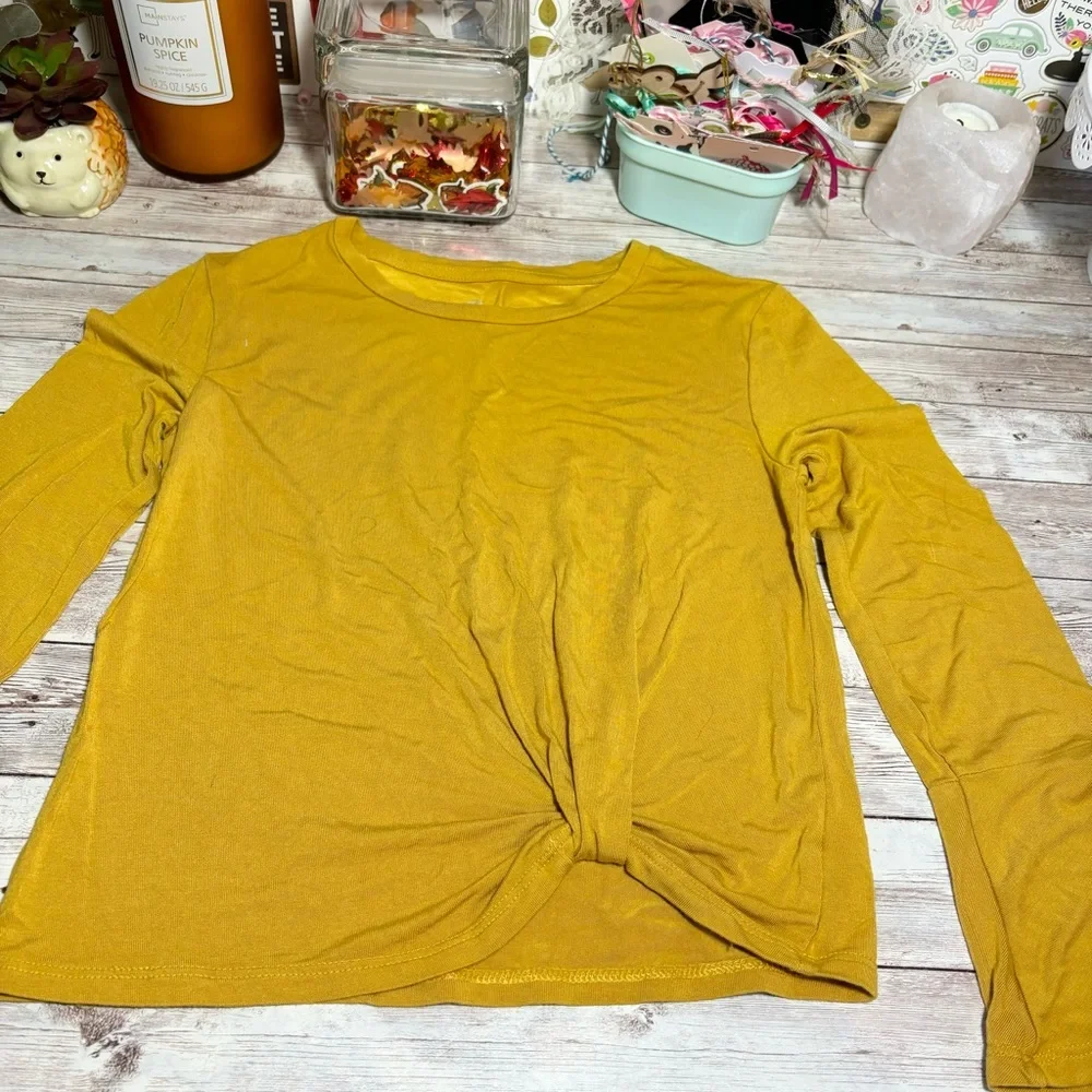 Art Class Girl’s Long Sleeve Mustard Yellow Top Shirt Size S 6 6X Fall Bohemian